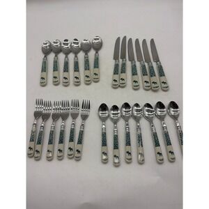 Folk Craft Moose Country 24pc Flatware Set Tienshan  Service for 6 1999